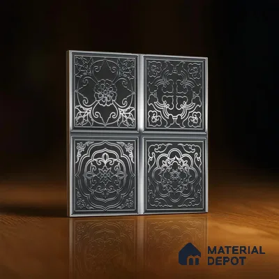 Metallic Wall Tile TL 07235 B Silver Royale 1 ft x 1 ft Ceramic Matte Finish - 9 mm  | 2 mm Spacer is Mandatory | Suitable For Bathroom, Kitchen, Dining Area | Please Expect a Slight Variation of Pattern (Sample)